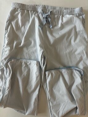 LAKE Pajama Pants Women’s Size Medium 100% Cotton Light Blue Drawstring Waist